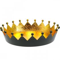 Product Table decoration Christmas crown black gold Ø25.5cm H6cm