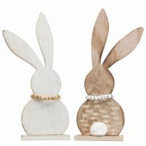 Product Table decoration Easter bunny standee wood white/nature H27cm 2pcs