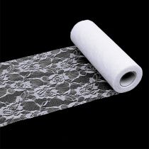 Table Runner Lace White 200mm 10m