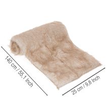 Product Beige Faux Fur Table Runner, 24 x 140 cm