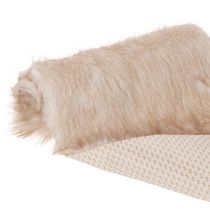 Product Beige Faux Fur Table Runner, 24 x 140 cm