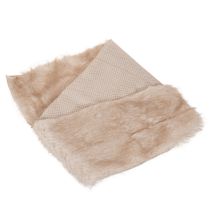 Product Beige Faux Fur Table Runner, 24 x 140 cm