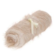 Product Beige Faux Fur Table Runner, 24 x 140 cm