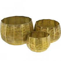 Metal decorative flower pot brass Ø22.5/18.5/14.5cm set of 3