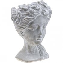 Plant head concrete planter woman&#39;s head white washed H34cm