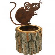 Product Flower pot wood planter wood look rust mouse H24cm