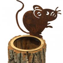 Product Flower pot wood planter wood look rust mouse H24cm