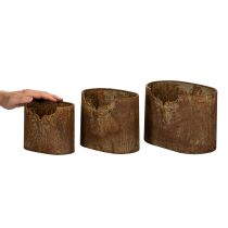 Product Oval Metal Planter Set with Rustic Rust Finish and Deer Motifs – 3-Piece, 24cm