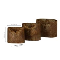 Product Oval Metal Planter Set with Rustic Rust Finish and Deer Motifs – 3-Piece, 24cm