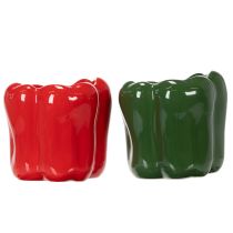 Product Red and Green Pepper Ceramic Planter for modern kitchen decor, suitable for any interior style, 13cm, 2 pieces