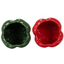 Product Red and Green Pepper Ceramic Planter for modern kitchen decor, suitable for any interior style, 13cm, 2 pieces