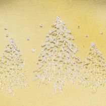 Product Metal Planter with Glittering Christmas Tree Design, 18cm, Gold