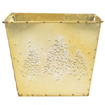 Product Metal Planter with Glittering Christmas Tree Design, 18cm, Gold