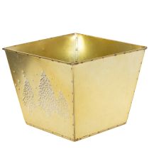 Product Metal Planter with Glittering Christmas Tree Design, 18cm, Gold