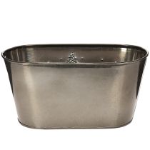 Product Oval Zinc Planter with Embossed Christmas Tree Design, 25cm, Silver