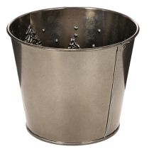 Product Metal Planter with Glitter Tree Motif, 13cm, Silver