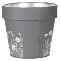 Product Flower pot with delicate wildflower design, practical use on balcony or terrace, 15cm, 3 pieces