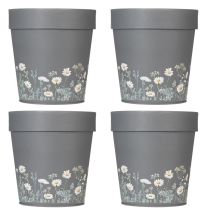 Product Flower pot with floral pattern for modern home and summer balcony decoration, 13cm, 4 pieces
