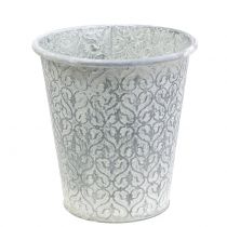 Product Zinc pot with decor crème washed Ø19cm H20cm