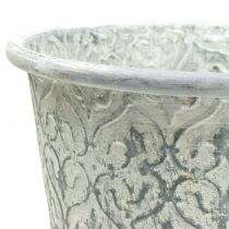 Product Zinc pot with decor crème washed Ø19cm H20cm
