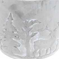 Product Planter with forest motif, winter decoration, planter made of concrete, Advent Ø12.5cm H11cm