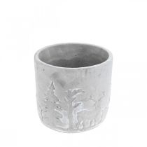 Product Planter with forest motif, winter decoration, planter made of concrete, Advent Ø12.5cm H11cm