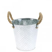 Product Metal pot for planting, flower pot with handles, planter with flower pattern Ø18cm