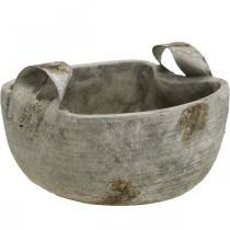 Product Concrete Bowl White Gray Brown with Antique Handles L28cm