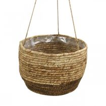 Hanging basket, basket of corn leaves, hanging planter Natural Ø28/24.5/21cm, set of 3