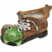 Planter decoration, shoe with frog, ceramic 30x18cm H15cm
