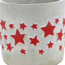 Product Ceramic decoration star pattern, planter, concrete look, Advent decoration Ø10.5cm H9.5cm 3pcs