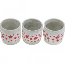 Product Ceramic decoration star pattern, planter, concrete look, Advent decoration Ø10.5cm H9.5cm 3pcs