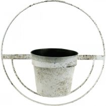 Flower pot shabby chic wall decoration white metal with suspension Ø37cm