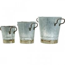 Product Planter metal with handles vintage decoration Ø26/20/17cm set of 3