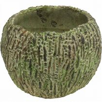 Product Planter concrete antique look green, brown plant pot round Ø15.5cm