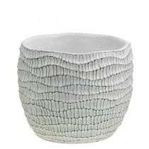 Product Planter concrete white vintage honeycomb decorative flower pot H15cm Ø15cm