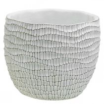 Product Planter Concrete White Vintage Flower Pot White Honeycomb H17.5cm Ø18.5cm