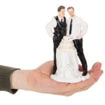 Product Cake topper of a male couple with cake, 16.5cm
