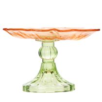 Product Decorative glass plate with foot, flower design for stylish table decoration and summer decor, 15cm