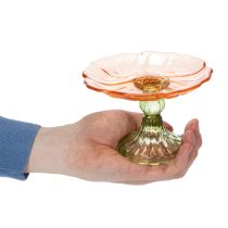 Product Decorative glass plate with foot, flower design for stylish table decoration and summer decor, 15cm