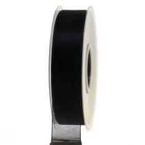 Product Mourning organza ribbon with selvage black 25mm 50m