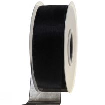 Product Mourning organza ribbon with selvage black 40mm 50m