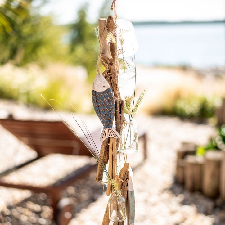 Driftwood garland maritime driftwood decoration with glass vases 70cm