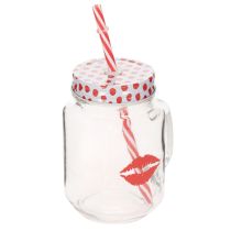 Product Drinking glass with lid &amp; handle Ø7cm H13.5cm