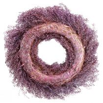Product Decorative wreath, dried flowers, metallic purple Lepidium, wall wreath, Ø33cm, home accessory