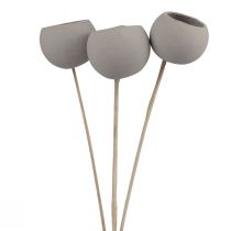 Product Dried flowers decoration bell cups on a stick grey 37cm 3 pcs