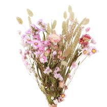 Product Dried Flower Bouquet Pink Strawflowers Lagurus Wheat 55cm