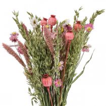 Product Dried Flower Bouquet Meadow Flowers Pink H50cm 140g