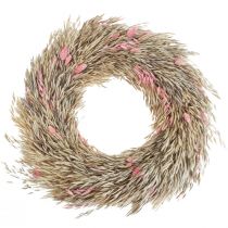 Dry wreath oat phalaris wreath natural pink Ø44cm