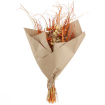 Product Decorative dried bouquet "Thistle & Yarrow" Orange-Natural in Bleached, 55cm, 150g - Country House Style